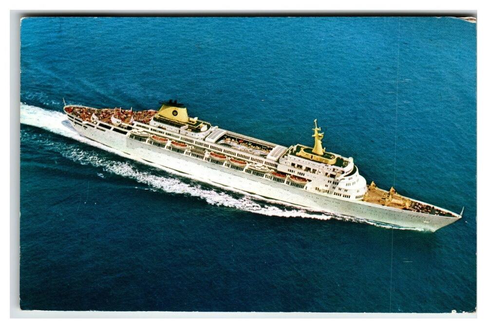 Vintage HOME LINES SS Oceanic Cruise Ship Postcard 1978 Posted Florida